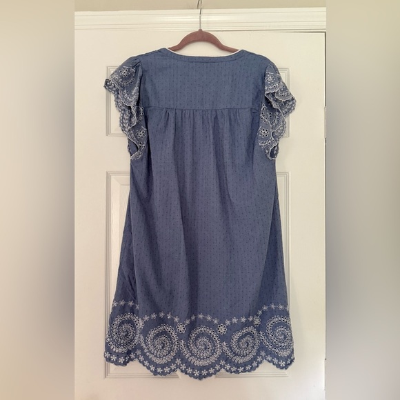 Faherty Light Blue Mini Dress with Eyelet Details XL - Picture 6 of 6